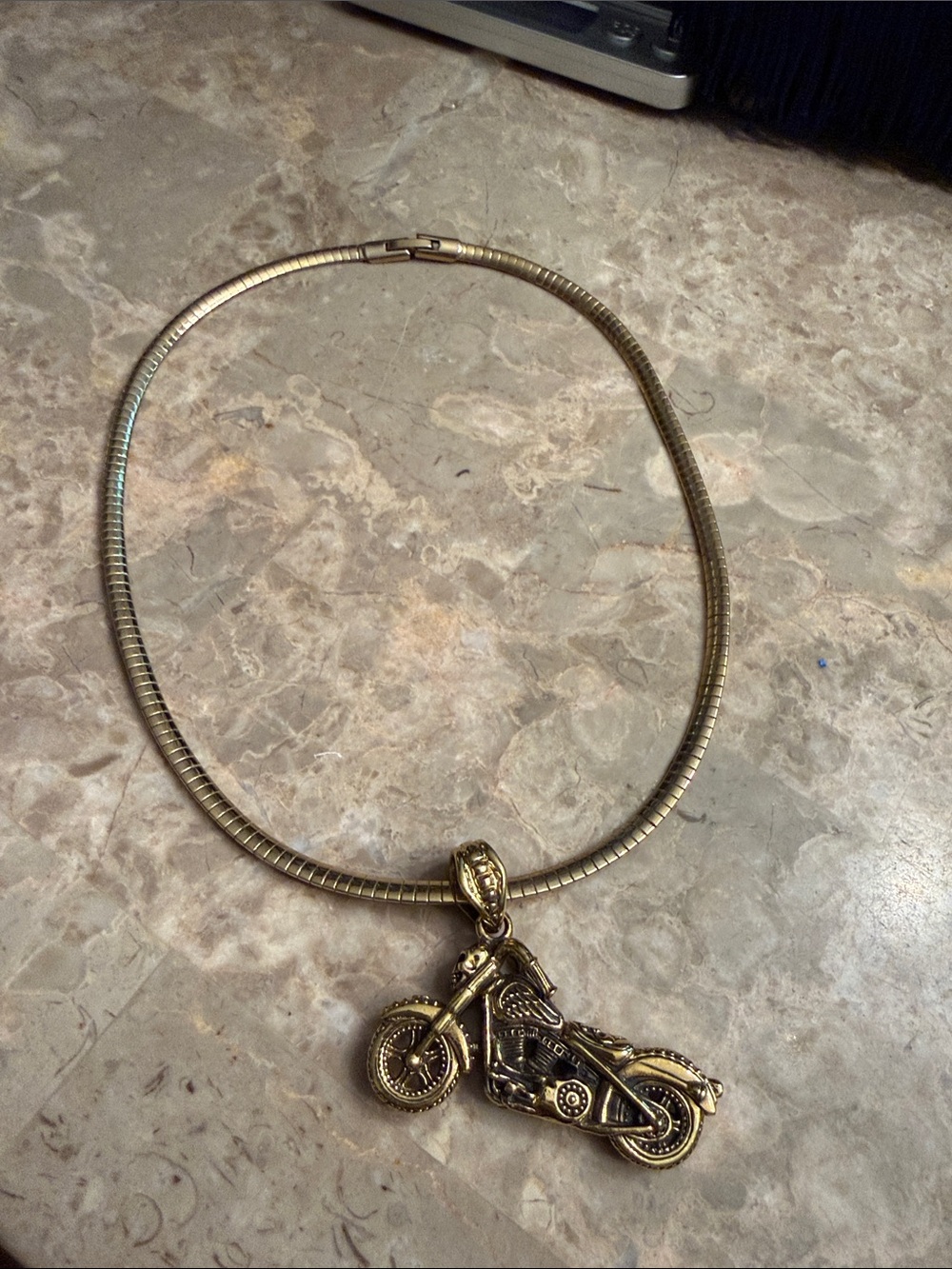 Vintage Brass 3D motorcycle pendant, so much detail Necklace